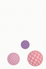 年賀状素材　鮮かな和柄の球と菊菱模様のバック