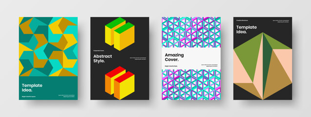 Fototapeta premium Amazing flyer design vector illustration composition. Bright mosaic hexagons annual report layout collection.