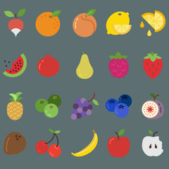vector, illustration fruit set
