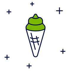 Filled outline Ice cream in waffle cone icon isolated on white background. Sweet symbol. Vector
