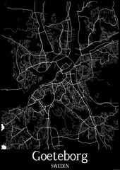 Black and White city map poster of Goeteborg Sweden.