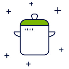 Filled outline Cooking pot icon isolated on white background. Boil or stew food symbol. Vector