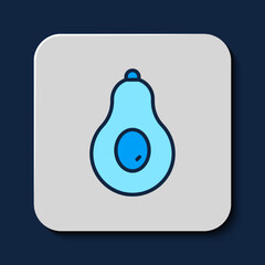 Filled outline Avocado fruit icon isolated on blue background. Vector