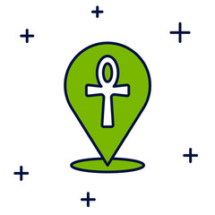 Filled outline Cross ankh icon isolated on white background. Egyptian word for life or symbol of immortality. Vector