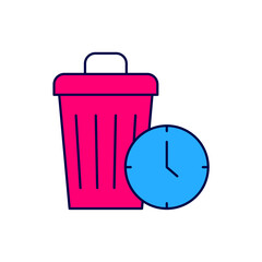 Filled outline Waste of time icon isolated on white background. Trash can. Garbage bin sign. Recycle basket icon. Office trash icon. Vector