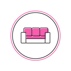 Filled outline Sofa icon isolated on white background. Vector