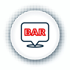 Line Alcohol or beer bar location icon isolated on white background. Symbol of drinking, pub, club, bar. Colorful outline concept. Vector