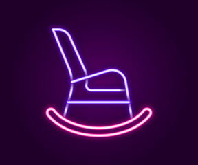 Glowing neon line Rocking chair icon isolated on black background. Colorful outline concept. Vector
