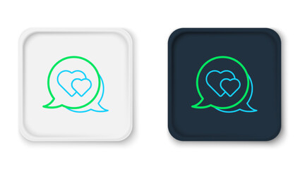 Line Heart in speech bubble icon isolated on white background. Happy Valentines day. Colorful outline concept. Vector