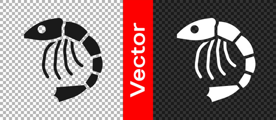 Black Shrimp icon isolated on transparent background. Vector