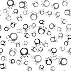 Black Fantasy magic stone ring with gem icon isolated seamless pattern on white background. Vector