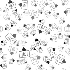 Black Fire exit icon isolated seamless pattern on white background. Fire emergency icon. Vector
