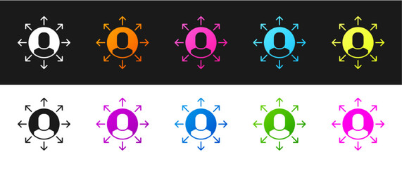 Set Multitasking manager working icon isolated on black and white background. Vector