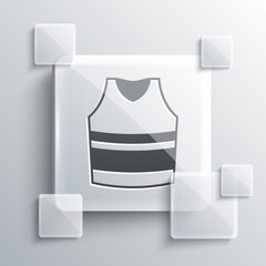Grey Undershirt icon isolated on grey background. Square glass panels. Vector