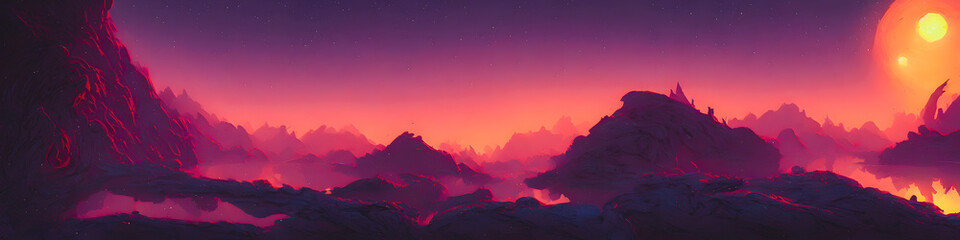 Fototapeta premium Artistic concept painting of a beautiful river landscape, background illustration