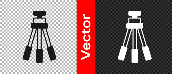 Black Tripod icon isolated on transparent background. Vector