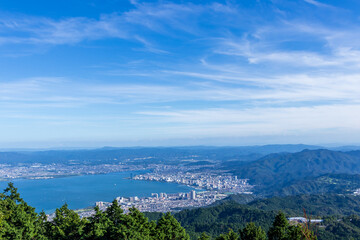 Fototapeta na wymiar 比叡山から望む夏の日本の琵琶湖