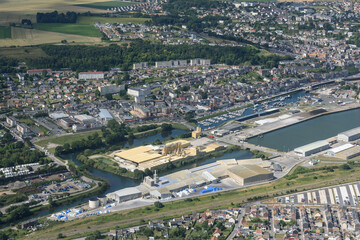 Fototapeta na wymiar vue aérienne de la ville du Tréport en Seine Maritime en France