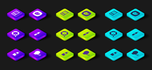 Set Vape liquid bottle, Man smoking cigarette, Ashtray with, Electronic, Tobacco leaf and Cigarette case icon. Vector