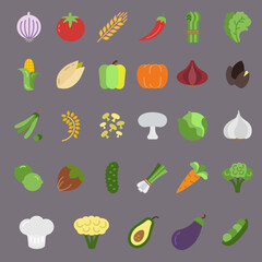 vector, illustration vegetables icon pack