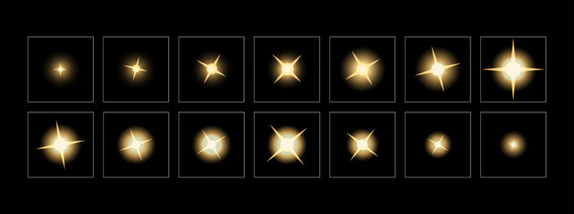 Colorful shine light FX. Shine effect sprite sheet for animation and motion design.