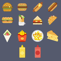 vector, illustration fast food set