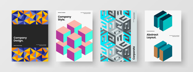 Creative geometric pattern placard concept collection. Original front page vector design illustration bundle.