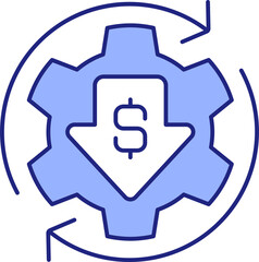 Money outflow RGB color icon. Finance output. Expenditure and expenses. Cash leaving and movement. Isolated raster illustration
