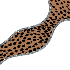 Deurstickers Cheetah Pattern With Silver Sparkling Glitter Outline © GloryStarDesigns