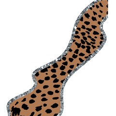 Cheetah Pattern With Silver Shining Glitter Outline