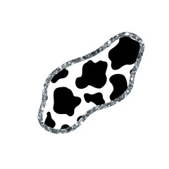 Cow Print With Silver Glowing Glitter Outline