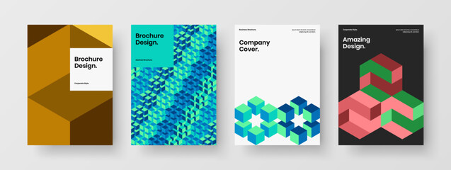 Minimalistic geometric tiles booklet concept bundle. Colorful placard design vector illustration collection.