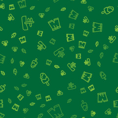 Set line Road traffic sign, Ice cream and Swimming trunks on seamless pattern. Vector