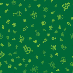 Set line Airport control tower, Lost baggage and Flight time on seamless pattern. Vector