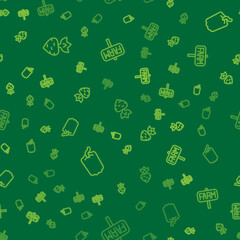 Set line Turnip, Bell pepper and Location farm on seamless pattern. Vector