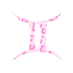 Gemini Pink Leopard Print Zodiac Sign