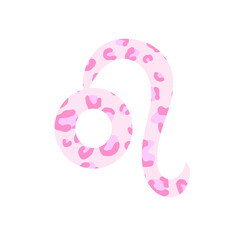 Leo Pink Leopard Print Zodiac Sign