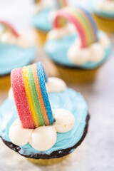 Unicorn rainbow chocolate cupcake