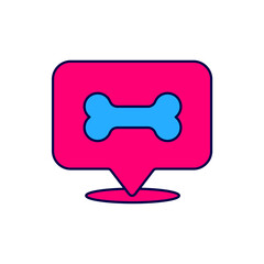 Filled outline Dog bone icon isolated on white background. Pets food symbol. Vector