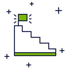 Filled outline Stair with finish flag icon isolated on white background. Career growth business concept. Concept of business development. Vector