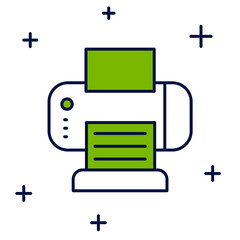 Filled outline Printer icon isolated on white background. Vector
