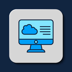 Filled outline Weather forecast icon isolated on blue background. Vector