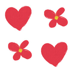 Set of flowers and heart, Heart shape, flower shape, decaration.