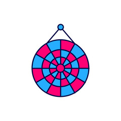 Obraz premium Filled outline Classic dart board and arrow icon isolated on white background. Dartboard sign. Game concept. Vector