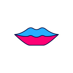 Filled outline Smiling lips icon isolated on white background. Smile symbol. Vector