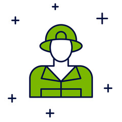 Filled outline Firefighter icon isolated on white background. Vector