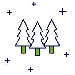 Obraz premium Filled outline Trees icon isolated on white background. Forest symbol. Vector