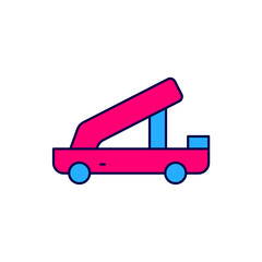 Filled outline Passenger ladder for plane boarding icon isolated on white background. Airport stair travel. Vector