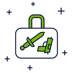 Filled outline Suitcase for travel icon isolated on white background. Traveling baggage sign. Travel luggage icon. Vector