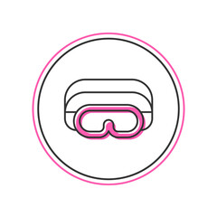 Filled outline Ski goggles icon isolated on white background. Extreme sport. Sport equipment. Vector